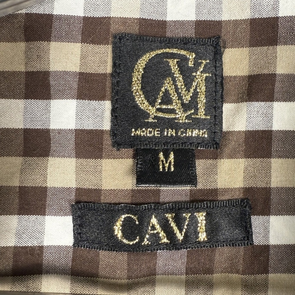 CAVI Mens Blue‎ White Stripe Button Down Shirt Gold Logo Pocket Size M - Picture 5 of 8